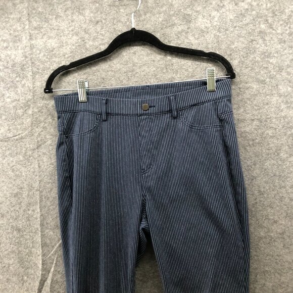 Uniqlo Stretch Legging Pants Womens L Navy Blue Pinstriped Pull On Skinny Knit - Picture 3 of 8